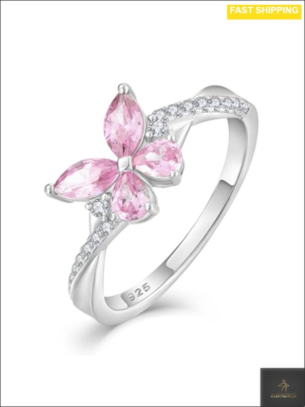925 Sterling Silver Twisted Ring Infinity Band Pink Tourmaline Wedding